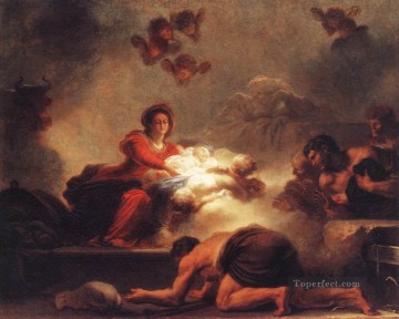  Fragonard Oil Painting - Adoration of the Shepherds Jean Honore Fragonard